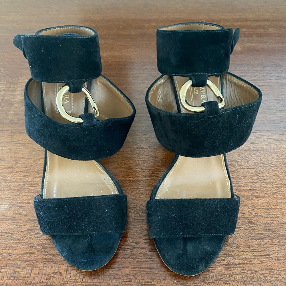 Aquazzura black suede sandals size 36.5